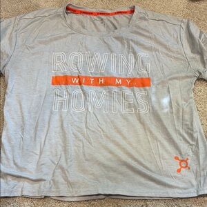 'Rowing With My Homies' Light Gray & Orange Tee